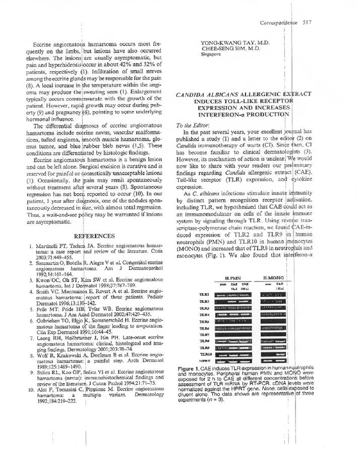 The above is Dr. Signore's published paper on Candida immunotherapy of warts and Toll-Like Receptors (page one):